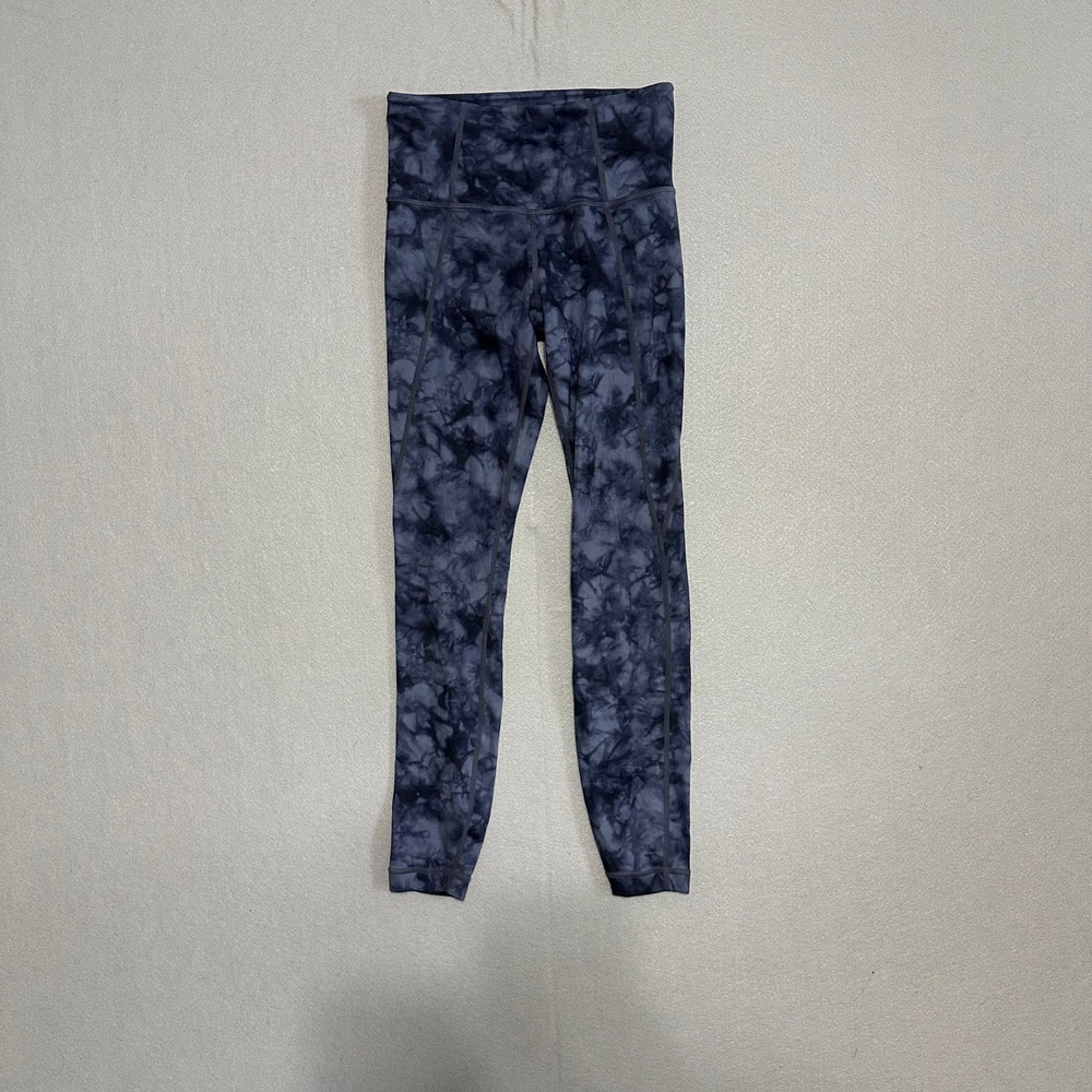 Athleta Tie Dye High Waisted Leggings Blue Black Cloud Print‎ XXS Yoga Pants
